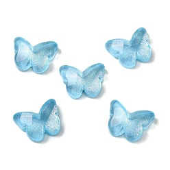 Небесно-голубой K 9 стеклянные кабошоны, с блеском порошок, бабочка, голубой, 6.2x7.9x2.5 мм