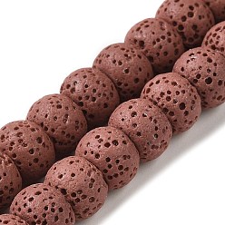 Sienna Natural Lava Rock Dyed Beads Strands, Rondelle, Sienna, 10x7~7.5mm, Hole: 1.6mm, about 55~56pcs/strand, 16.14''(41~41.5cm)