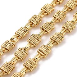 Real 18K Gold Plated Brass Oval & Rectangle Link Chains, Unwelded, with Spool, Cadmium Free & Lead Free, Real 18K Gold Plated, 10x7x3.5mm, 6.5x4.5x2mm