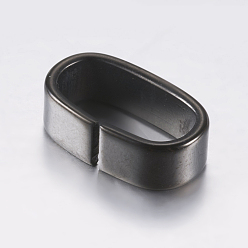 Gunmetal 304 Stainless Steel Slide Charms, Oval, Gunmetal, 16x9.5x4.5mm, Hole: 6x12.5mm