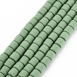 Светло-зеленый Ручной полимерные нити глины шарик, колонка, светло-зеленый, 6.5x6 мм, отверстие : 1.2 мм, около 61 шт / нитка, 15.75 дюйм (40 см)
