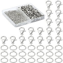 Платина Набор для поиска поделок для изготовления ювелирных изделий, в том числе застежки-клешни из цинкового сплава, Железные соединительные колечки, платина, 5~12x5~6x0.7 мм, отверстие : 1.2~3.5 мм