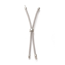 Light Grey Nylon Twisted Cord Bracelet, with Brass Cord End, for Slider Bracelet Making, Light Grey, 9 inch(22.8cm), Hole: 2.8mm, Single Chain Length: about 11.4cm