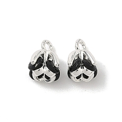 Черный Подвески в виде цветка из кубического циркония, инкрустированные латунью., 925 серебро покрытием, чёрные, 8x7 мм, отверстие : 1.3 мм