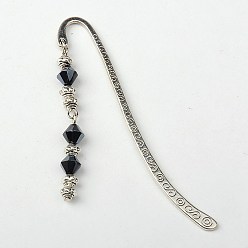 Black Tibetan Style Bookmarks/Hairpins, with Glass Beads, Black, 84mm