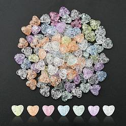 Mixed Color Transparent Crackle Acrylic Beads, Heart, Mixed Color, 9.5x10.5x6.5mm, Hole: 1.8mm