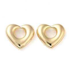 Real 18K Gold Plated Brass Pendants, Heart Charm, Real 18K Gold Plated, 14.5x16x3.5mm, Hole: 5.8mm