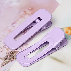 Lilac Macaron Color Alloy Alligator Hair Clips, Hollowed Hair Accessories for Girls Women, Rectangle, Lilac, 60x23mm