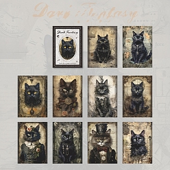 Cat Shape 30 Sheets 10 Styles Gothic Style Scrapbooking Paper Pads, Decorative Craft Paper Sheets for DIY Scrapbooking, Cat Shape, 140x100mm, 3 sheets/style
