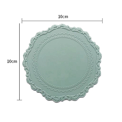 Cadet Blue Silicone Wax Seal Mats, for Wax Seal Stamp, Flat Round with Edge Floral, Cadet Blue, 100x100mm