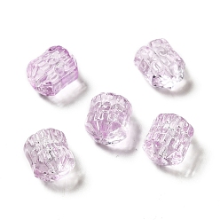 Violet Spray Painted Transparent Glass Beads, Drum, Violet, 12x10mm, Hole: 1mm