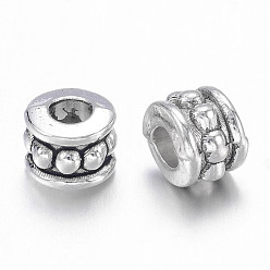 Antique Silver Tibetan Style Alloy Beads, Lead Free & Cadmium Free, Column, Antique Silver, 6x4.5mm, Hole: 2.5mm