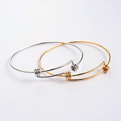 Mixed Color Adjustable 304 Stainless Steel Expandable Bangle Making, Mixed Color, 67x61mm, 1.5~10mm
