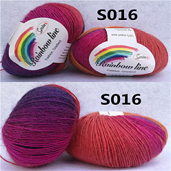 Camellia Wool Knitting Yarn, Segment Dyed, Crochet Yarn, for DIY Hat Scarf Cape, Camellia, 2mm, about 196.85 yards(180m)/skein