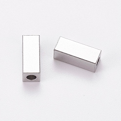 Stainless Steel Color 201 Stainless Steel Beads, Cuboid, Stainless Steel Color, 10x4x4mm, Hole: 2mm