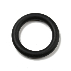 Black Ring Silicone Beads, Chewing Beads For Teethers, DIY Nursing Necklaces Making, Black, 65x10mm, Hole: 3mm, Inner Diameter: 46mm
