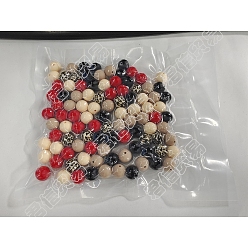 Mixed Color Silicone Beads, Round & Round with Leopard Print, Mixed Color, 14.5~15mm, Hole: 2~2.2mm, 100pcs/bag