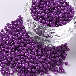 Dark Violet Baking Paint Glass Seed Beads, Dark Violet, 8/0, 3mm, Hole: 1mm, about 10000pcs/bag
