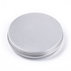 Platinum Round Aluminium Tin Cans, Aluminium Jar, Storage Containers for Cosmetic, Candles, Candies, with Screw Top Lid, Platinum, 7.15x1.4cm