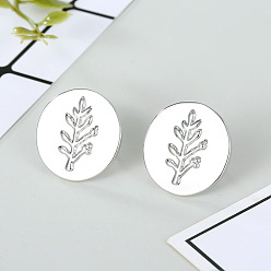 Round leaf Abstract leaf alloy earrings with Virgin Mary ear studs - Unique, Stylish, Religious.