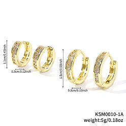 Белый 2 пары элегантных винтажных латунных серег-колец с микропаве из кубического циркония, золотые, белые, 15~11x3 мм