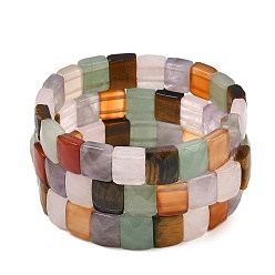 Mixed Stone Natural Mixed Stone Stretch Bracelets, Faceted, Rectangle, 2-3/8 inch(6cm)