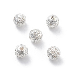 Серебро Сплава полые шарики, круглые с знаком мира, без кадмия и без свинца, серебряные, 8x7~8 мм, отверстие : 1.5~2 мм