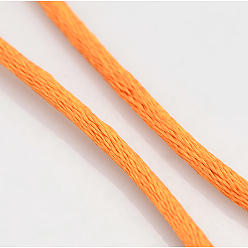 Dark Orange Macrame Rattail Chinese Knot Making Cords Round Nylon Braided String Threads, Satin Cord, Dark Orange, 2mm, about 10.93 yards(10m)/roll