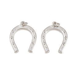 Платина Латунные подвески, с прыжковых колец, долговечный, подкова, платина, 24.5x20x2 мм, отверстие : 4.5 мм