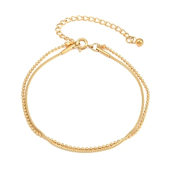 Золотой 304 Двухслойные браслеты из нержавеющей стали в виде шариковой и змеевидной цепочки для женщин, ионное покрытие (ip), долговечный, золотые, 6.30 дюйм (16 см)