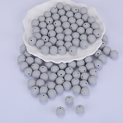 Белый Дым Круглые силиконовые фокусные бусины, жевательные бусины для чайников, DIY уход за ожерельем, серый, 15 мм, отверстие : 2 мм