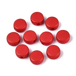 Красный Акриловые бусины, плоско-круглые, красные, 7x4 мм, отверстие : 1.8 мм, Около 3500 шт / 500 г