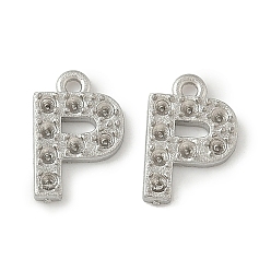 Letter P 304 Настройки горный хрусталь из нержавеющей стали кулон, цвет нержавеющей стали, Письмо P, пригодный для стразов 1 мм, 8x5.5x1 мм, отверстие : 0.7 мм