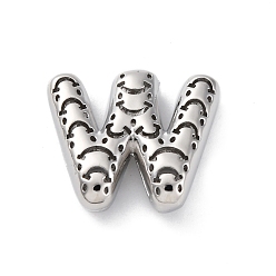 Letter W Латунные подвески, стойки покрытие, долговечный, без кадмия и без свинца, подвески с полыми буквами, Буква W, 22.5x26x8 мм, отверстие : 4.7x3 мм