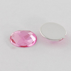 Pearl Pink Acrylic Rhinestone Cabochons, Flat Back & Back Plated, Faceted, Oval, Pearl Pink, 18x13x5.5mm, about 500pcs/bag