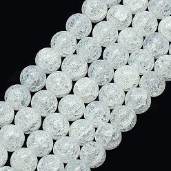 Clear Synthetic Crackle Quartz Round Beads Strands, Clear, 10mm, Hole: 1mm, about 42pcs/strand, 16.53 inch