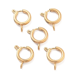 Золотой Ионное покрытие (ip) 304 застежки из нержавеющей стали с пружинным кольцом, золотые, 12x10x2 мм, отверстие : 3 мм