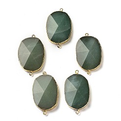 Green Aventurine Green Aventurine Beads Links Connectors, with Golden Tone Brass Findings, Rectangle, 49.2~50.5x28.2~30.5x8.5~9.2mm, Hole: 2mm