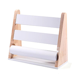 White PU Leather 3 T Bar Bracelet Display Stands, with Wood Base, for Bracelet Watch, Hair Tie Organizer Holder, White, 11.5x27x31cm
