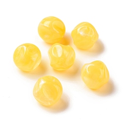 Gold Opaque Acrylic Beads, Glitter Beads, Twist Round, Gold, 15.5x14.5x15.5mm, Hole: 1.8mm, about 230pcs/500g