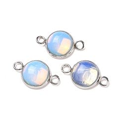 Опал Опаловые подвески для разъемов, полукруглые звенья, с цветным тоном нержавеющей стали 304 фурнитура из нержавеющей стали, 12x19.5x5 мм, отверстие : 2 мм