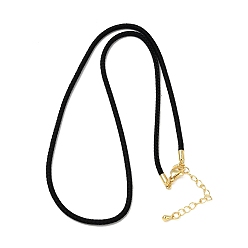 Черный 2.5мм нейлоновый плетеный шнур для изготовления ожерелий, с латунными выводами и 304 застежками из лобстера из нержавеющей стали, долговечный, стойки покрытие, золотые, чёрные, 17.72 дюйм (45 см)