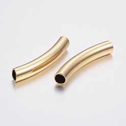 Golden 304 Stainless Steel Tube Beads, Golden, 30x5mm, Hole: 4mm