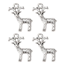 Antique Silver Tibetan Style Pendants, Lead Free and Cadmium Free, Deer, Antique Silver, 23.5x19x2.5mm, Hole: 2mm