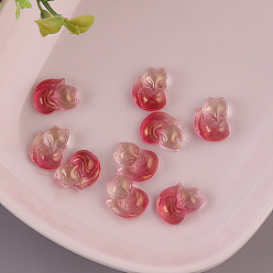 Red Transparent Czech Glass Beads, Fox, Red, 18x14mm
