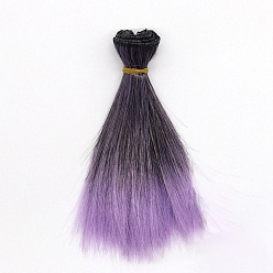 Indigo High Temperature Fiber Long Straight Ombre Hairstyle Doll Wig Hair, for DIY Girl BJD Makings Accessories, Indigo, 5.91 inch(15cm)