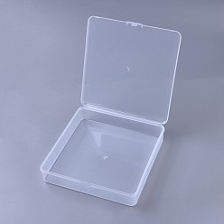 Clear Plastic Bead Containers, Storage Box, Square, Clear, 7-1/8x7-1/8x1-5/8 inch(18.2x18.2x4.1cm)