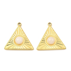 White Moonstone Natural White Moonstone Pendants, Ion Plating(IP) 316 Stainless Steel Triangle Charms, Real 24K Gold Plated, 21.5x21.5x5mm, Hole: 1.6mm