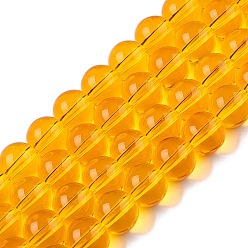 Золотистый Прозрачные стеклянные бусины, круглые, золотые, 8~8.5 мм, отверстие : 1.5 мм, около 51~53 шт / нитка, 14.96 дюйм ~ 15.55 дюйм (38~39.7 см)
