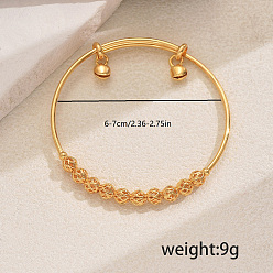 Золотой Регулируемые железные браслеты с подвесками для женщин, с кулоном колокол, золотые, внутренний диаметр: 1/4 дюйм (0.6 см) ~ 1/4 дюйм (0.7 см)